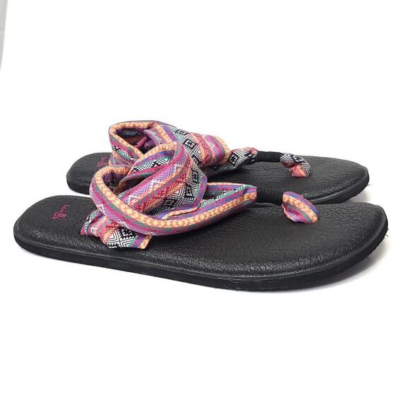Sanuk Womens Size 10 Yoga Mat Slingback Flip Flop Sandals Bright Aztec Print​ - Picture 4 of 11